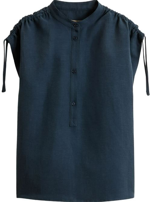BLUSA CON COLLETTO ALLA COREANA WOOLRICH | CFWWSI0215FRUT30433989 MELTON BLUE